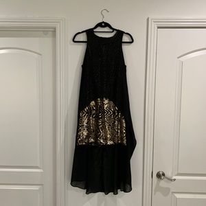 Fora black and gold mullet style dress